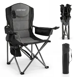 CostwayChaise de Camping Pliable Chaise de Plage Légère avec Accoudoir... pas cher