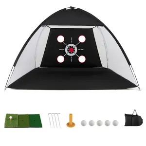 CostwayFilet de Golf 3x2M avec Cible Multiples Filet d'Entraînement de Golf avec Tapis de Frappe Balles Tee Piquets& Sac Transport