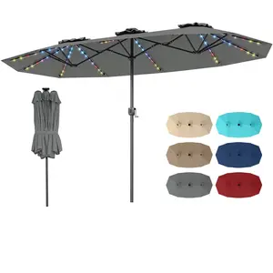 CostwayParasol de Jardin Double 400 x 210 cm avec LED Manivelle Pratiq... pas cher