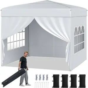 CostwayTonnelle Pliante Exterieur 3x3 Imperméable avec 4 Parois Amovib... pas cher