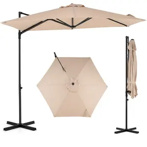 CostwayParasol Déporté Hexagonale à Pied avec Pivotant à 360° Manivell... pas cher