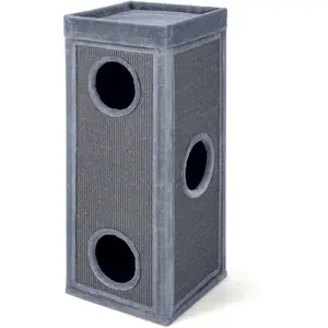 CostwayMaison de Chat à 4 Étages Condo pour Chat de 99 cm de Haut avec Poteaux à Griffer 3 Cachés 4 Coussins en Peluche Douce Gris pas cher