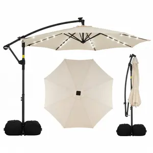 CostwayParasol Déporté 3 x 3M avec Lumière Solaire Rotation 360° 8 Bal... pas cher