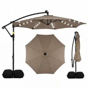 CostwayParasol Déporté 3 x 3M avec Lumière Solaire Rotation 360° 8 Bal... pas cher
