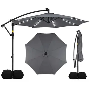 CostwayParasol Déporté 3 x 3M avec Lumière Solaire Rotation 360° 8 Bal... pas cher