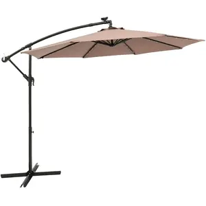 CostwayParasol Déporté Solaire de 300 cm 40 Perles de Lampe Panneau So... pas cher