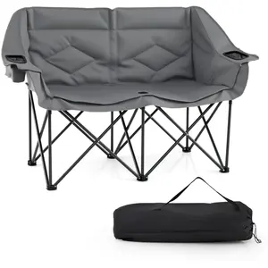 CostwayChaise de Camping à 2 Places Chaise de Jardin Pliante avec Pied...