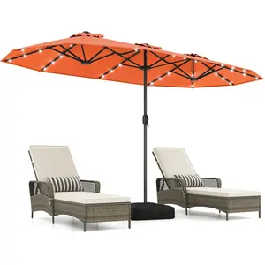 CostwayParasol de Terrasse Double Face de 400 cm avec Lampes Solaires ... pas cher