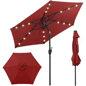 CostwayParasol de Terrasse Solaire de 230 cm Parasol Robuste avec Lumi... pas cher