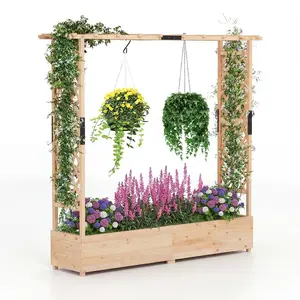 CostwayJardinière Surélevée avec Treillis et Toit Suspendu Jardiniere ... pas cher