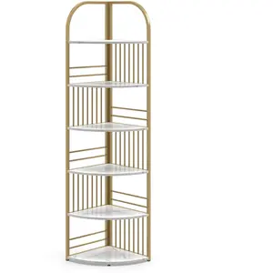 CostwayÉtagère d'Angle à 6 Niveaux 181,5 cm Bibliothèque d'Angle Autop... pas cher