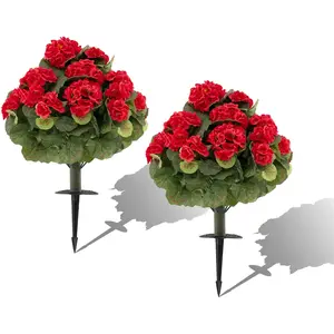 CostwayLot de 2 Géraniums Artificielles Style Réaliste avec Piquets à ... pas cher