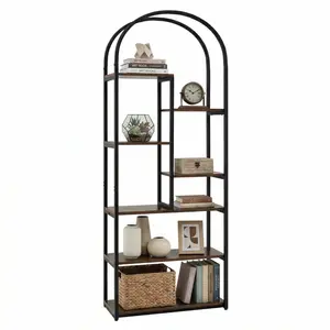 CostwayBibliotheque Design Arqué Étagère de Rangement 7 Niveaux Meuble... pas cher