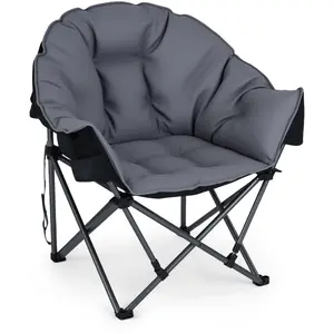 CostwayChaise de Camping Pliante avec Cadre en Métal Assise Rembourrée...