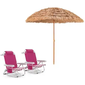 Costway2 Chaises de Camping Portable avec Dossier Réglable Rose + Para... pas cher