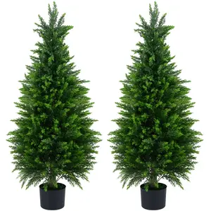 CostwayLot de 2 Plantes Artificielles Interieur 120CM Arbres de Cyprès... pas cher