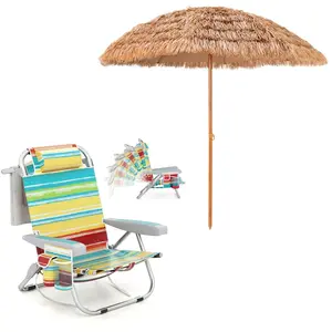 Costway1 Chaise de Camping Portable avec Dossier Réglable Coloré + Par... pas cher