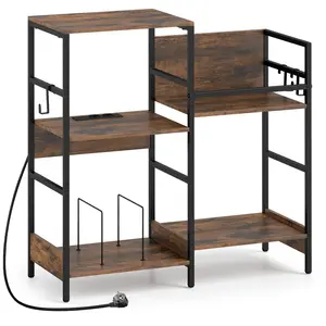 CostwayMeuble Platine Vinyles 3 Niveaux Support de Tourne-Disque avec ... pas cher
