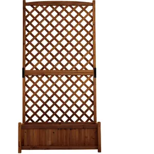CostwayJardinière avec Treillis Bac à Fleurs Surélevé en Bois de Sapin... pas cher
