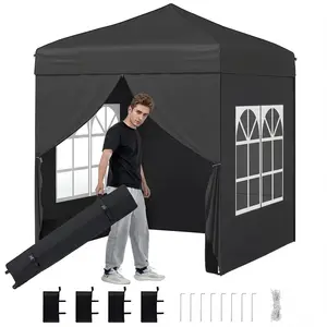 CostwayTonnelle de Jardin Pop Up Tente Pliable avec 4 Côtés Sac de Sab... pas cher