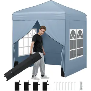 CostwayTonnelle de Jardin Pop Up Tente Pliable avec 4 Côtés Sac de Sab... pas cher