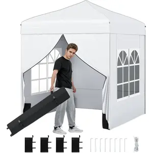 CostwayTonnelle de Jardin Pop Up Tente Pliable avec 4 Côtés Sac de Sab... pas cher