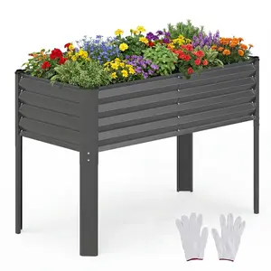 CostwayJardiniere sur Pieds 118x60x78CM Potager Surélevé en Métal Galv... pas cher