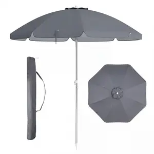 CostwayParasol de Plage de 198 cm avec Bouton Poussoir Inclinable Ancr... pas cher