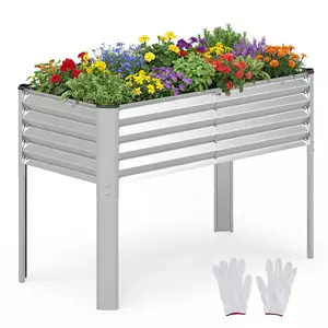 CostwayJardiniere sur Pieds 118x60x78CM Potager Surélevé en Métal Galv... pas cher