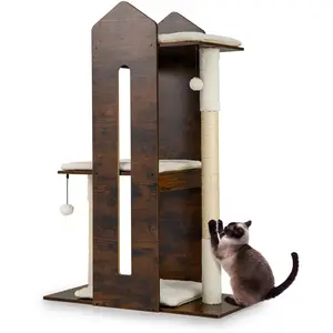 CostwayArbre à Chat 120CM pour Chatons avec Griffoirs en Sisal Balles ... pas cher