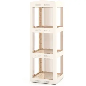 CostwayBibliothèque Pliante Rotative Étagère Tournante à 360° Biblioth... pas cher