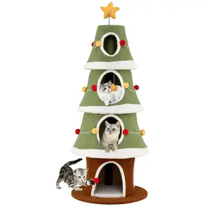 CostwayArbre de Noël pour Chats d'Intérieur Tour à Chat 154 cm avec 4 ...