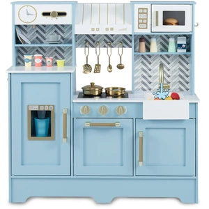 CostwayCuisine Enfant Jouet en Bois avec Plaques de Cuisson Robinet Év... pas cher