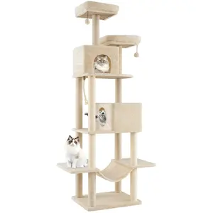 CostwayArbre à Chat de 205 cm Tour d'Escalade Multi-Niveaux avec 2 Con... pas cher