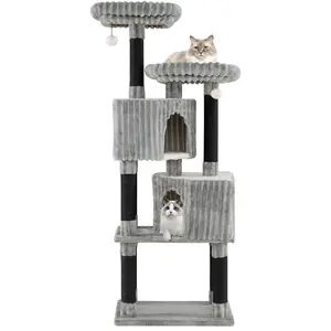 CostwayGrand Arbre à Chat à Plusieurs Niveaux Tour pour Chat de 156 cm... pas cher