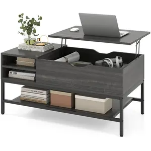 CostwayTable Basse à Plateau Relevable avec Compartiment Caché Table e... pas cher