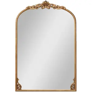 CostwayMiroir Mural Arqué Vintage Miroir Baroque Antique Orné Doré ave...
