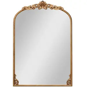 CostwayMiroir Mural Arqué Vintage Miroir Baroque Antique Orné Doré ave... pas cher