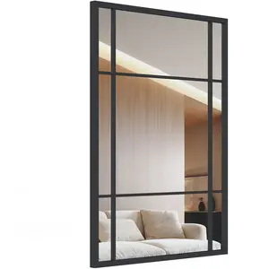 CostwayMiroir Mural 100 x 70 cm Miroir Suspendu avec Cadre en Métal Mi...