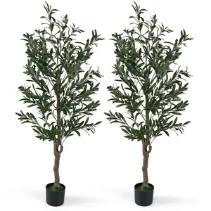 CostwayLot de 2 Plantes Artificielles en Pot Hauteur 150CM Olivier Art...Vendu parcostway