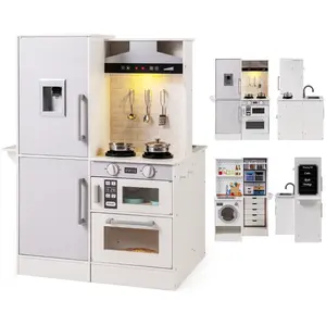 CostwayCuisine pour Enfants Double-Face en Bois avec Distributeur d'Ea... pas cher