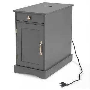 Costway Table de Chevet avec Prises Intégrées Table de Nuit avec Porte... pas cher
