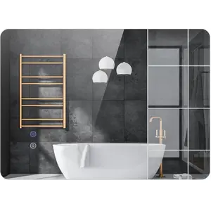 CostwayMiroir Lumineux LED 70 x 50 CM Miroir Mural de Salle de Bain An... pas cher