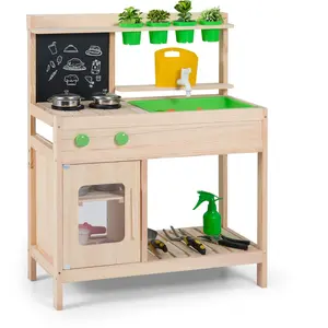 CostwayCuisine Enfant en Boue Cuisine d'Imitation avec Tableau Noir Pl... pas cher