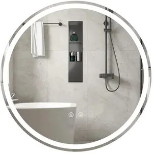 Costway70 cm Miroir Rond LED Éclairé Miroir de Salle de Bain Mural avec Luminosité Réglable Éclairage Avant et Arrière Toucher Intelligent Argent