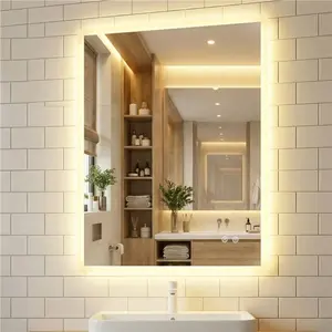 CostwayMiroir LED pour Salle de Bain 80 x 60 cm Miroir Mural Rectangul... pas cher