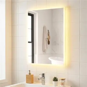 CostwayMiroir LED pour Salle de Bain 70 x 50 cm Miroir Mural Rectangul... pas cher