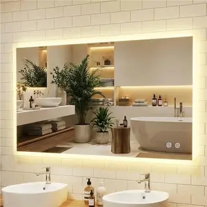 CostwayMiroir LED pour Salle de Bain 120 x 70 cm Miroir Mural Rectangu... pas cher