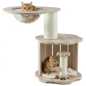 CostwayArbre à Chat en Bois Tour pour Chaton à 3 Niveaux avec Condo Ca... pas cher