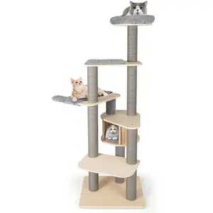 CostwayArbre à Chat de 197cm de Haut Tour à Chat à Plusieurs Niveaux a...Vendu parcostway